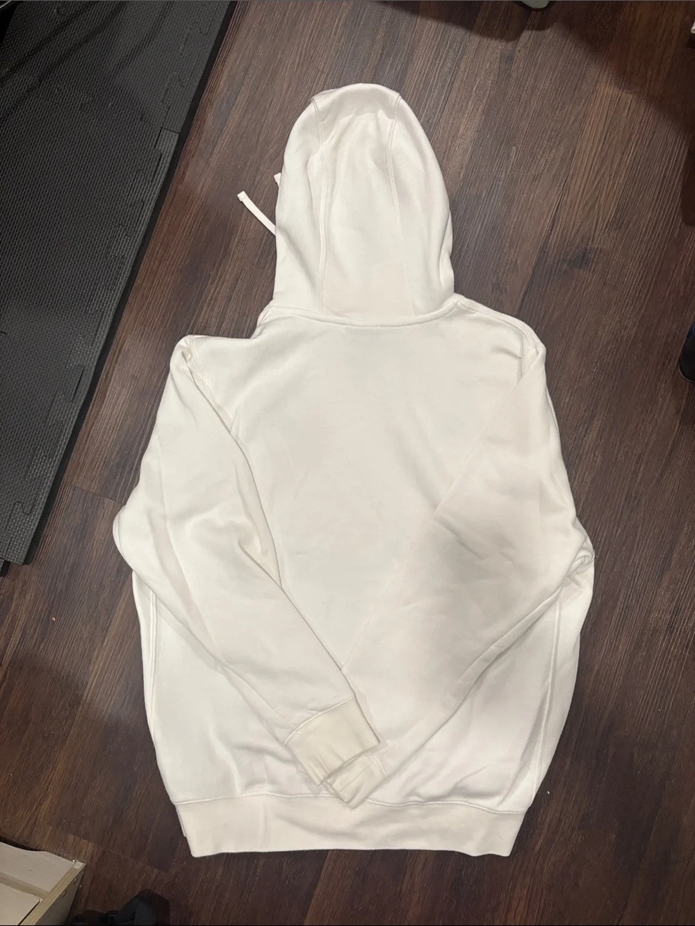 Nike Men's Off-White Pullover Hoodie with Black Swoosh